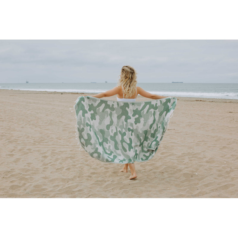  Serviette de bain camouflage en coton turc biologique, 66 po x 36 po, Vert