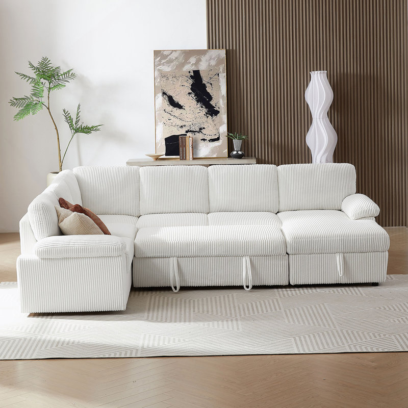 Oversized Modular Storage Sectional Sofa Couch for Living Room with Convertible Sleeper