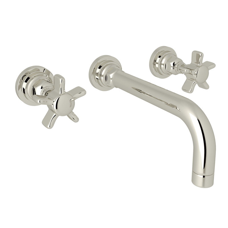 Polished Nickel Wall Mounted Widespread Faucet