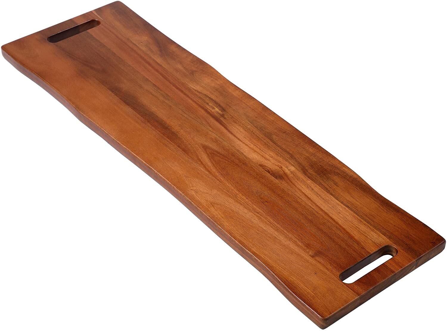 Acacia Bathtub Tray - Natural Wood Tray With Extended Sides, Glass