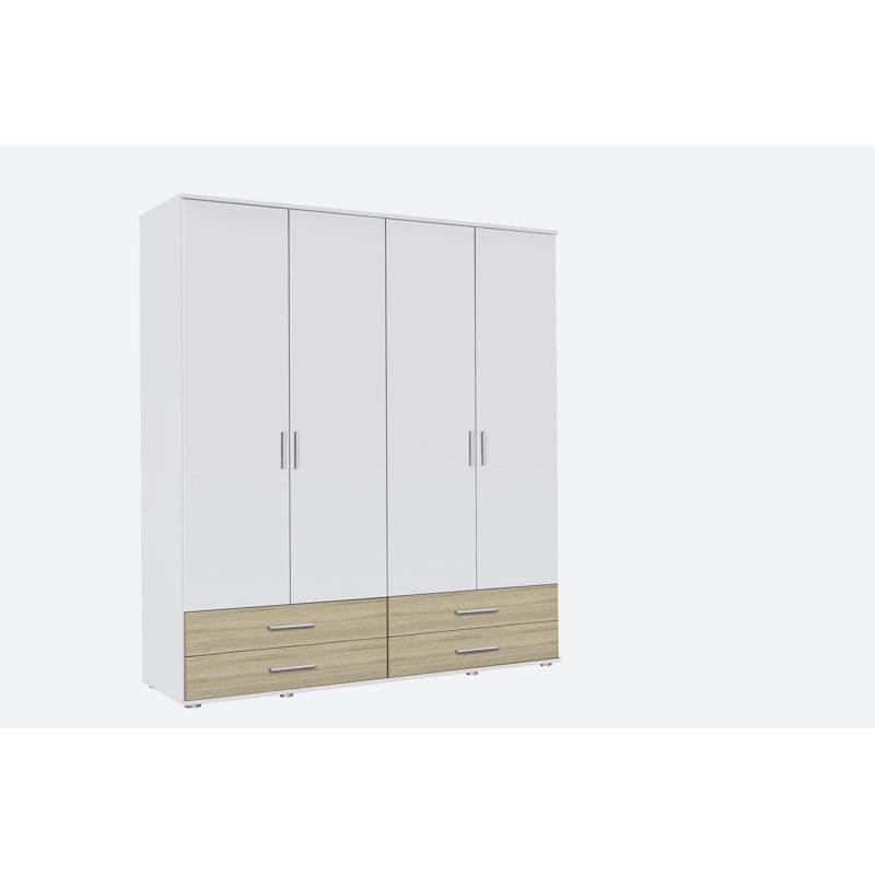 Rasant 4 Door Wardrobe, White and light brown