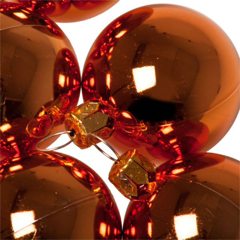 Bauble, Copper Orange Shiny, 4cm H x 4cm W x 4cm D