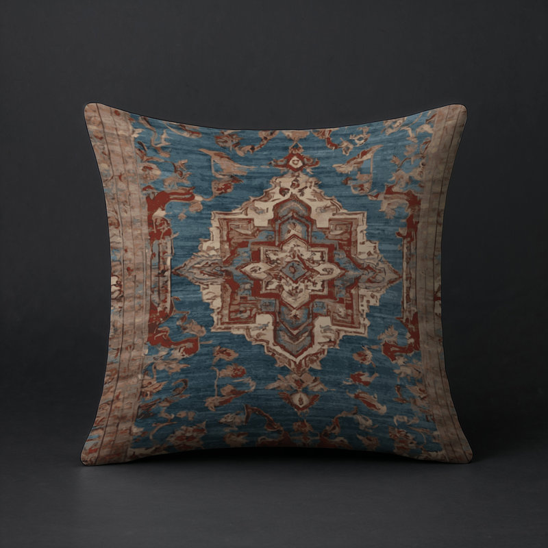 Coussin décoratif intérieur et extérieur Modern, Gris / bleu acier oriental, Carré 16 po