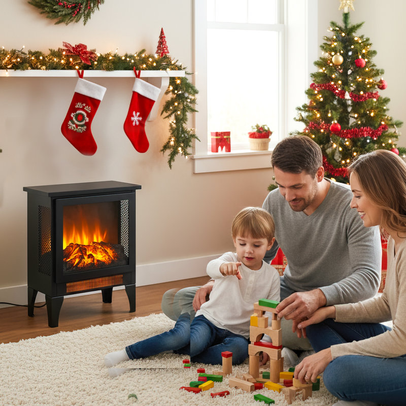 Alen 15-inch Freestanding Electric Fireplace With 3d Flame Effect, Safe Design For Efficient Heating And Easy Operation