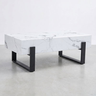 Table basse 47,2 "rectangulaire moderne en faux marbre avec pieds en métal