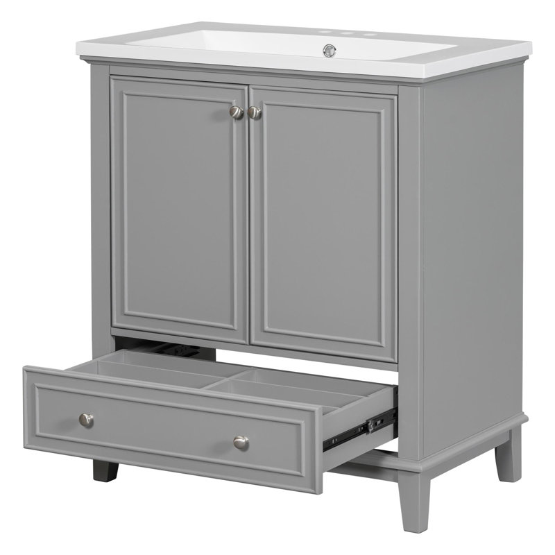 Meuble-lavabo 30 po avec lavabo en céramique, Gris