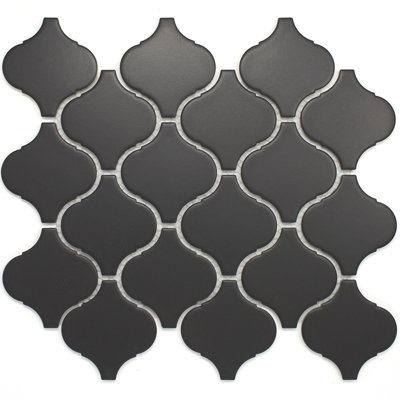 Porcetile 11.03 in. x 9.69 in. Arabesque Matte Porcelain Mosaic Wall and Floor Tile