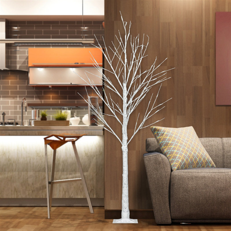 Birch Snow Lighted Trees and Branches, 4' H