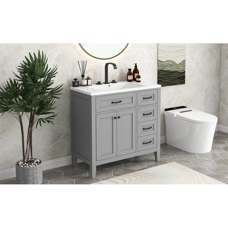 Rangement pour salle de bain Berdyne, Gris, Noir