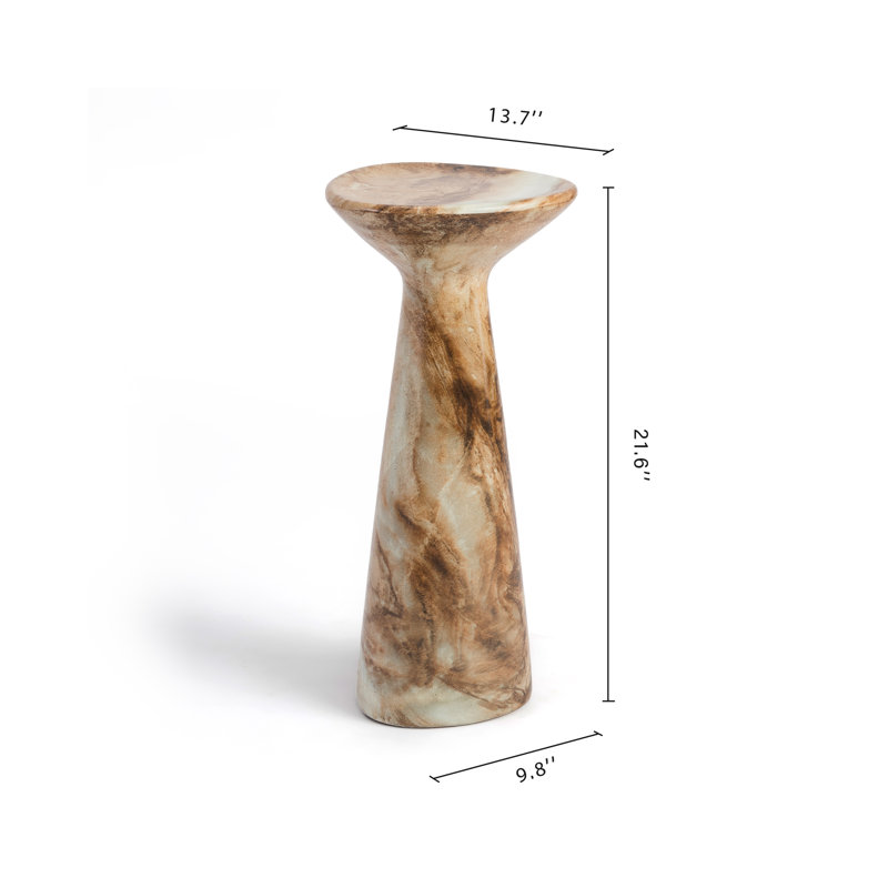 Modern Faux Stone Side Table Travertine and Onyx Finish Set of 2 for Indoor and Outdoor Use