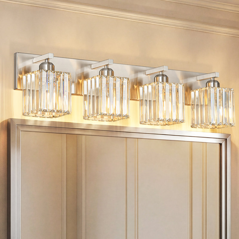 Lanceton Dimmable Vanity Light, 4 Lights, Sand Nickel