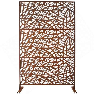 Outdoor & Indoor Privacy Screen Metal Privacy Screen 76" H×48" W, Freestanding Decorative Privacy Screen For Deck Balcony Patio, Privacy Fence Panels For Outside Lawn Garden PS102 RUSTY