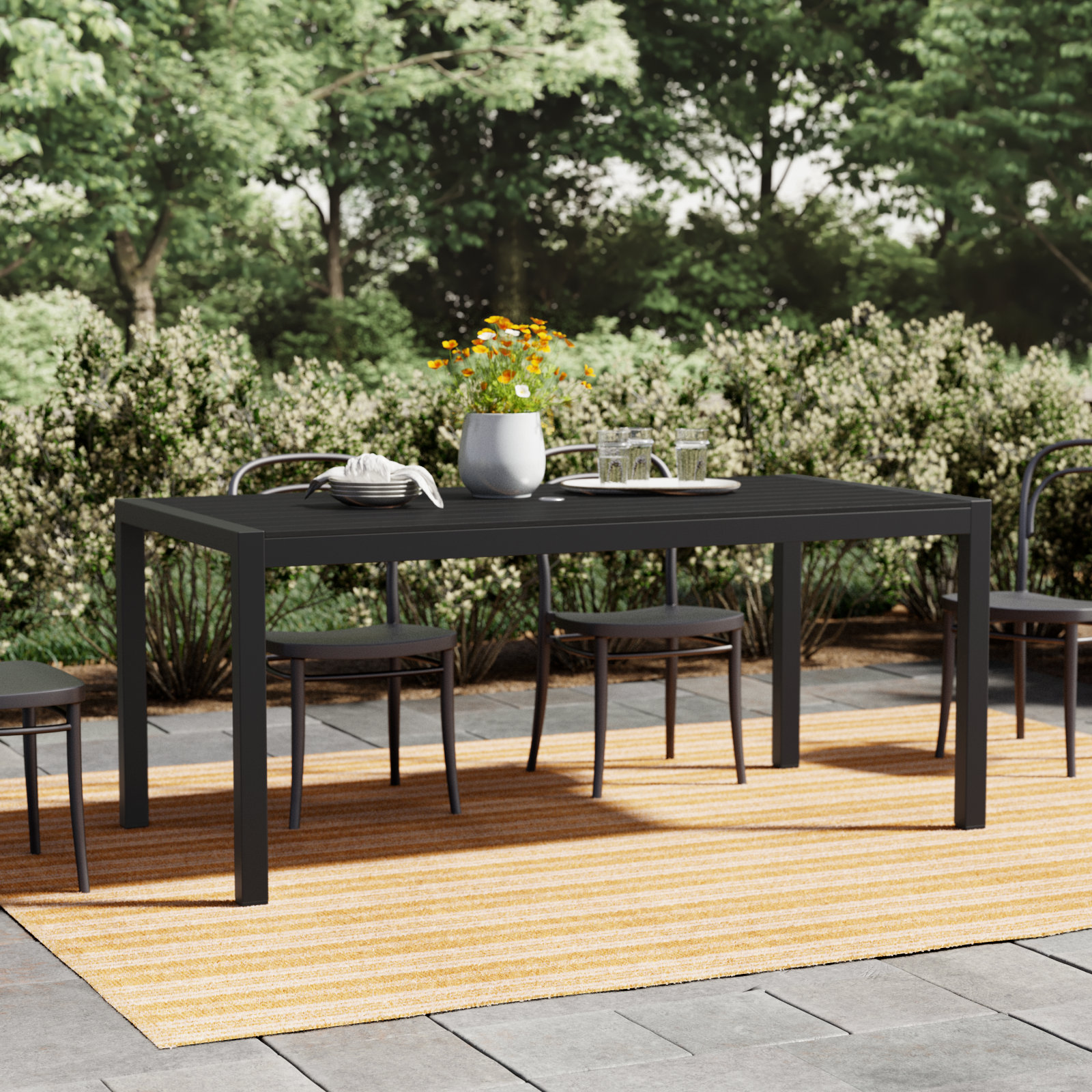 Devan 71 " Patio Dining Table, Black, Black