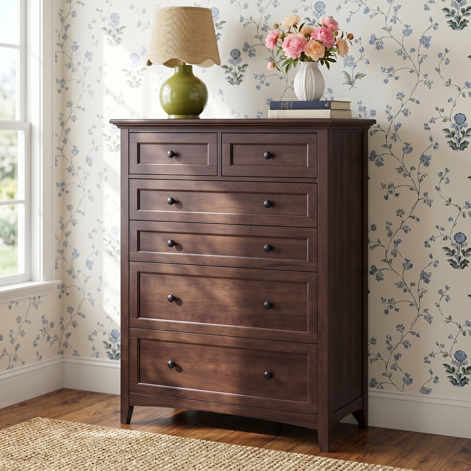 Melusina 6 - Drawer Dresser, Cherry Brown