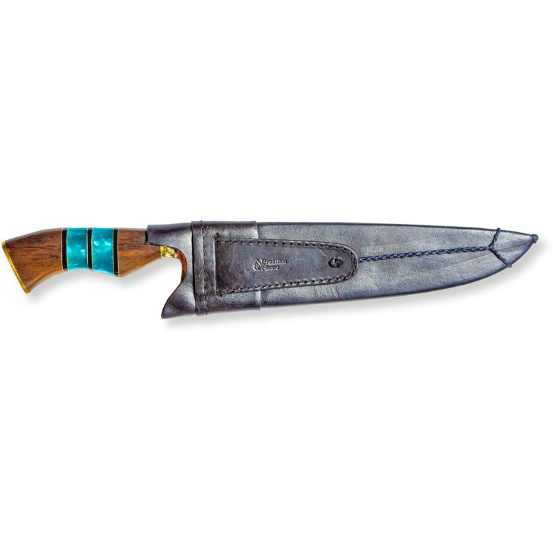 Brazilian Flame 10'' Green Stainless Steel Chef's Knife with Imbuia Wood Handle