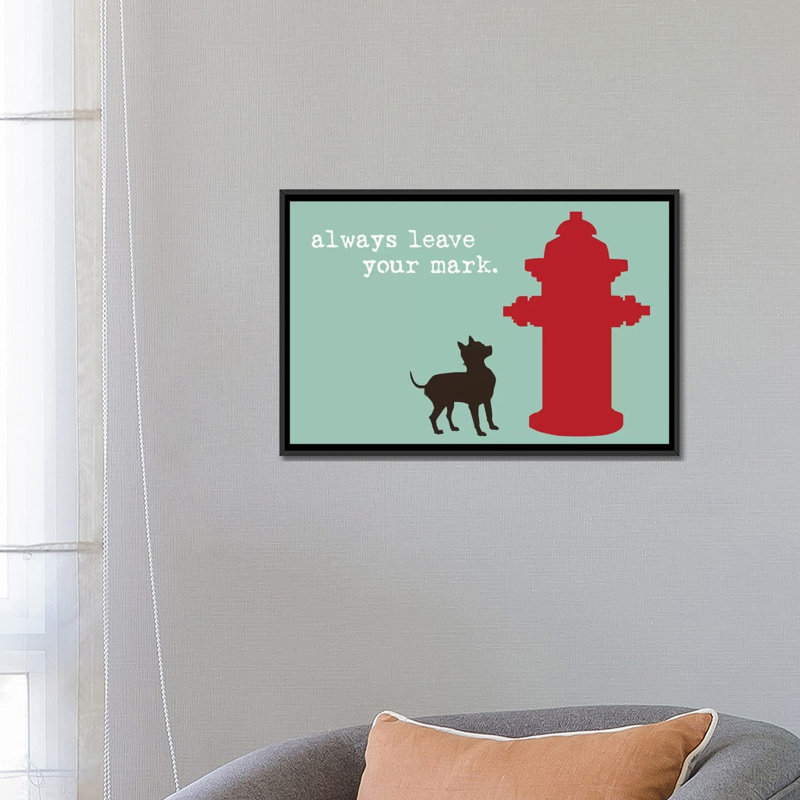 « leave your mark », impression sur toile, H 18 po x l 26 po x P 1,5 po, Toile avec cadre noir, Pas de tapis