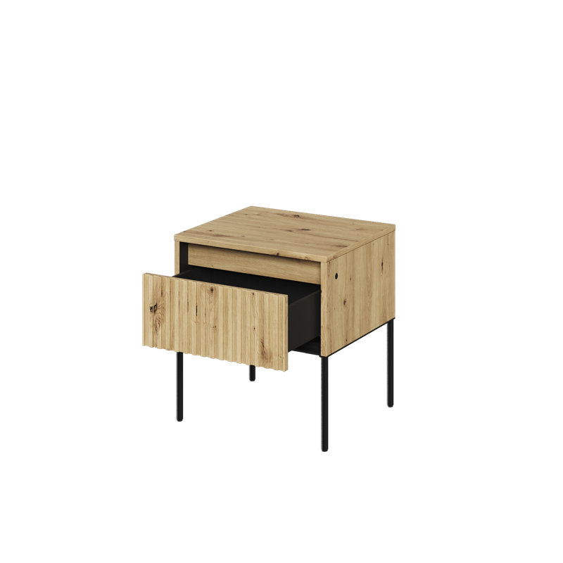 Amerion 46cm W Manufactured Wood Bedside Table, Oak Artisan/Black