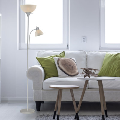 Ankoma Adjustable Silver Floor Lamp with Reading Light - 72" Tall with Side Reading Light