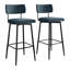 Chaise de bureau pivotante en métal noir en chénille bleu foncé-876765196
