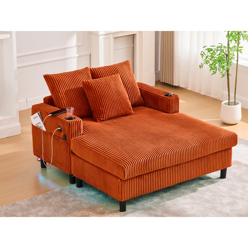 Chaise longue rembourrée 50 po, Orange