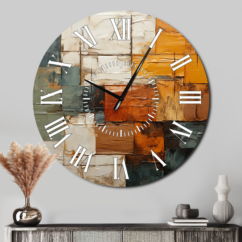 Horloge murale Hardedge Art Earthy Euphony I, Surdimensionné