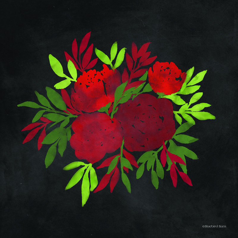 Fleurs rouges par Bluebird Barn - impression, H 12 po x l 12 po, Toile tendue