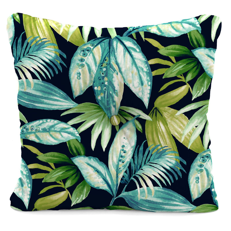 Extra Large Outdoor Square Pillows 24 x 23 Tufted Comfort, Seneca Navy Leaves