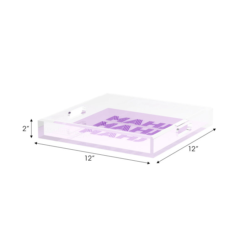 Mahjong Abstract Decorative Tray, 12"W x 12"D x 2"H, Lilac, Square