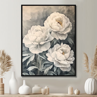 Art mural rétro, pivoines à l'ombre
