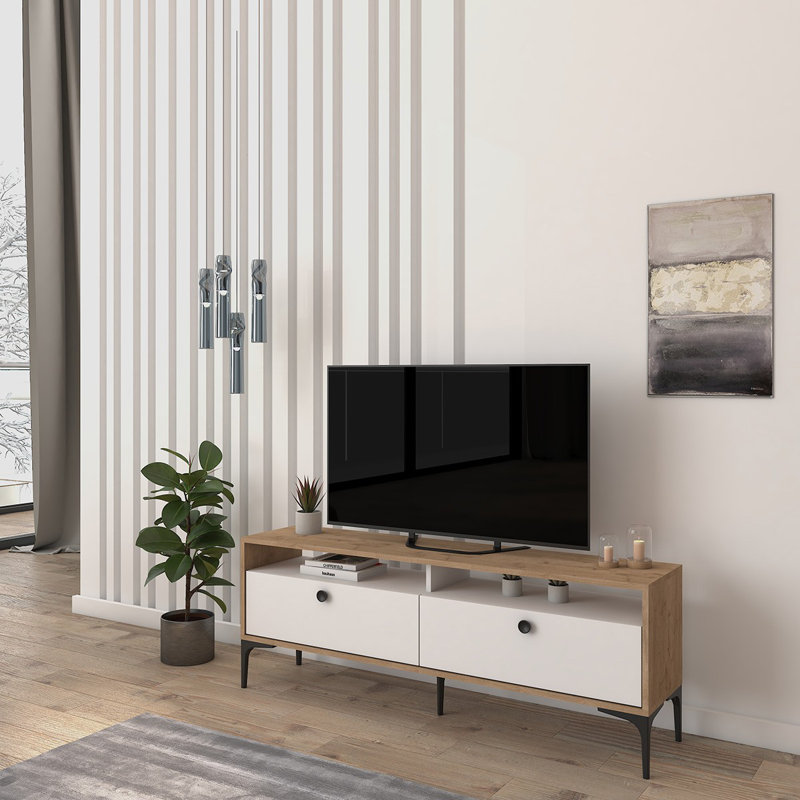 Keikei Unfinished TV Stand, White
