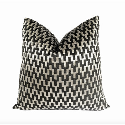 Housse de coussin en velours graphite et argent