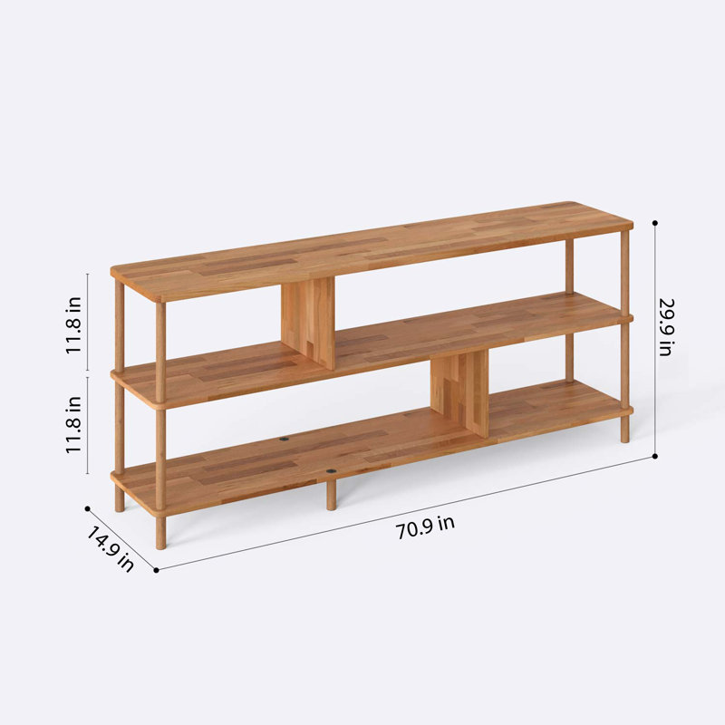 Manhattan Solid Wood Rectangle Short Bookshelf in Solid Beech Wood for Living Room or Office