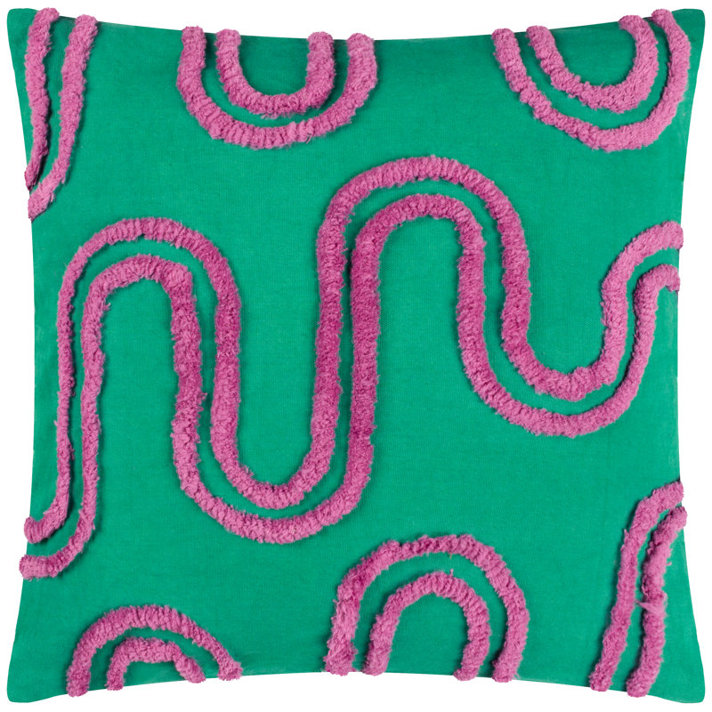 Archie Abstract Square Cushion, Green/Purple