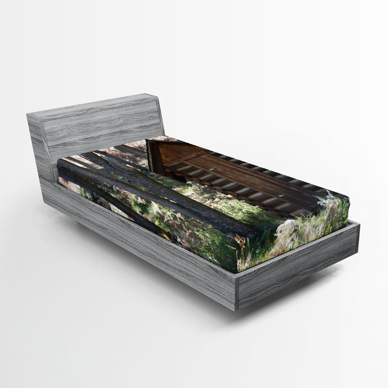 Ensemble de 2 draps-housse Ambesonne Outhouse Cottage Spring Woods, Ensemble literie pour lit simple