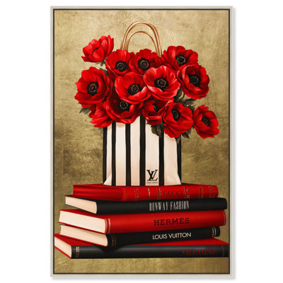 Fancy Bag and Books Canvas Fashion Illustration by