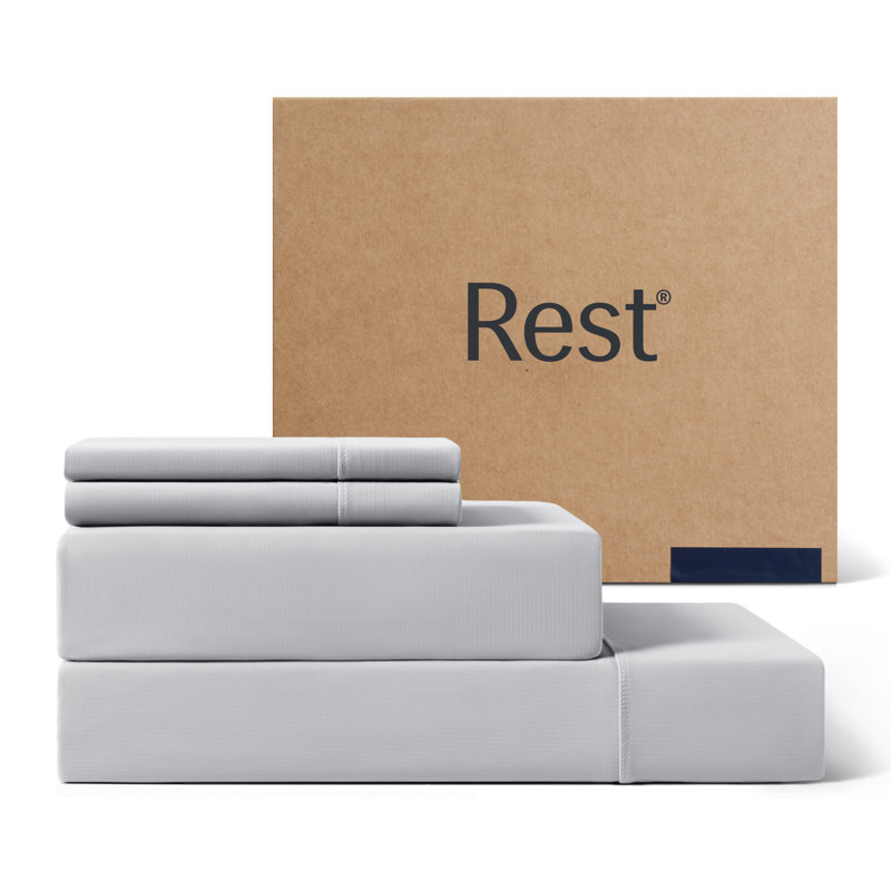 REST Evercool® 4-Piece Cooling Sheet Set – Award Winning, Breathable Moisture-Wicking Bed Sheets with Ionic+ Self-Cleaning Fabric, Ultra-Soft & Deep Pocket Fitted Sheet for Hot Sleepers, Machine Washable