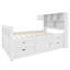 Lit plateforme simple blanc avec rangement et 4 tiroirs-816530587