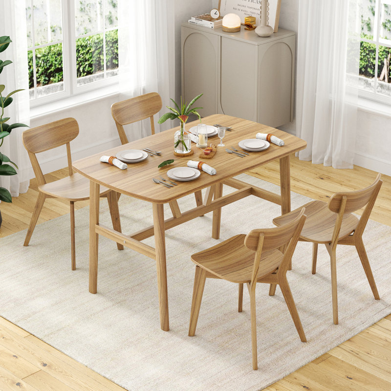Table de salle à manger pour 4 à 6 personnes, table de cuisine rectangulaire en bois, table de salle à manger moderne avec cadre en métal robuste pour la salle à manger, cuisine, 47,2 pouces, nature
