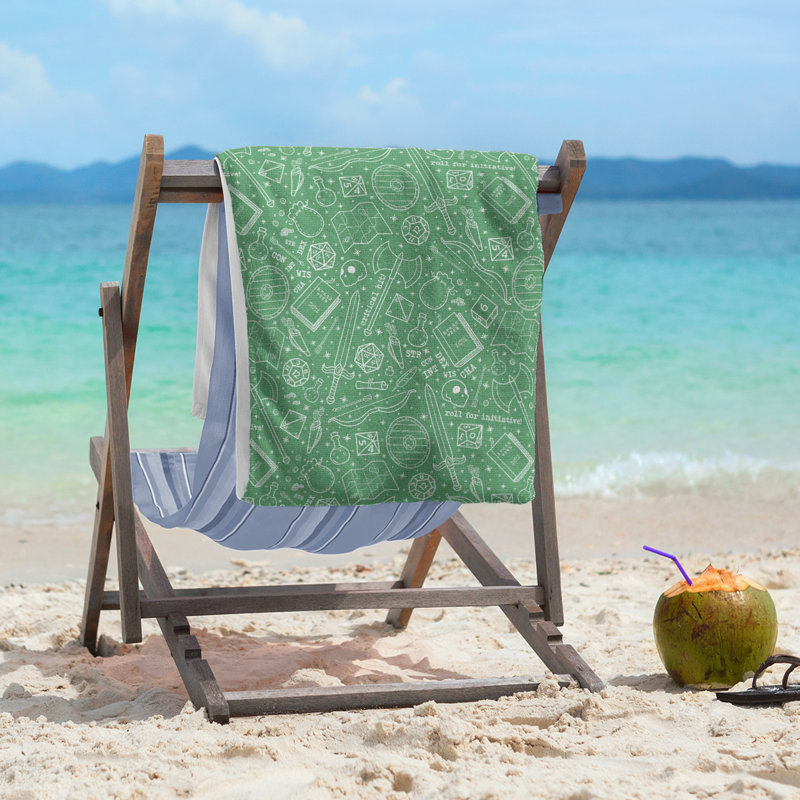 Katelyn Elizabeth Cotton Blend Beach Towel, Green/White