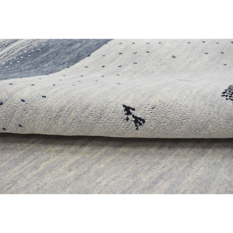 Tapis gris / blanc tissé à la main de haute qualité, Rectangle 6 pi x 9 pi