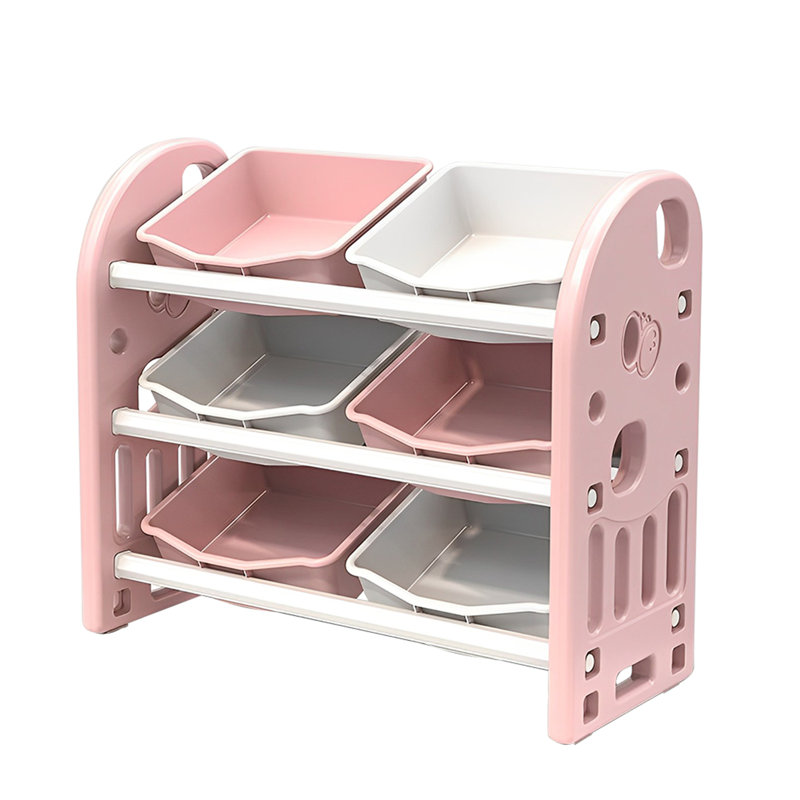 Rangement pour jouets pour enfants avec 6 bacs, Rose