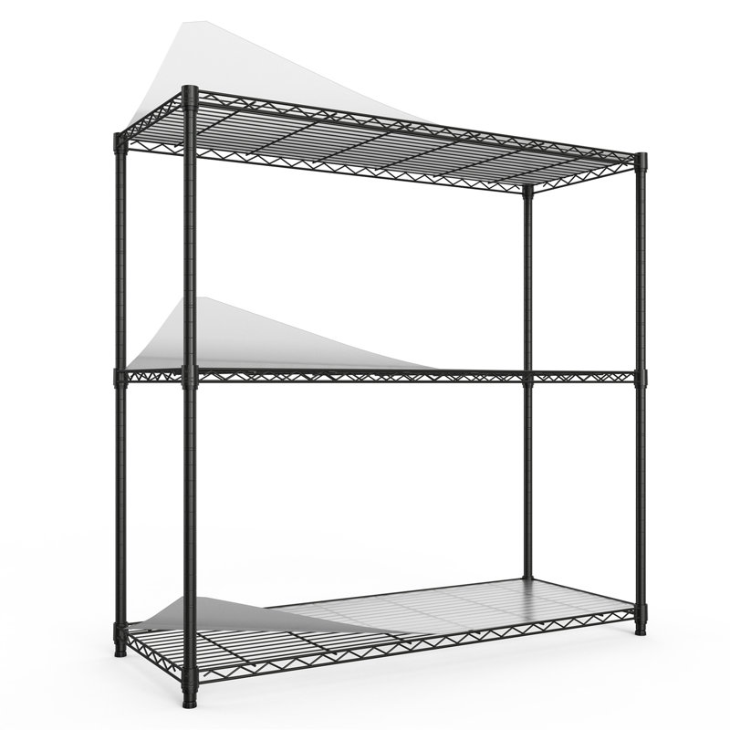 Wire Shelving Unit, (3 Shelves) 47.2"H x 18"W x 48"D, Black