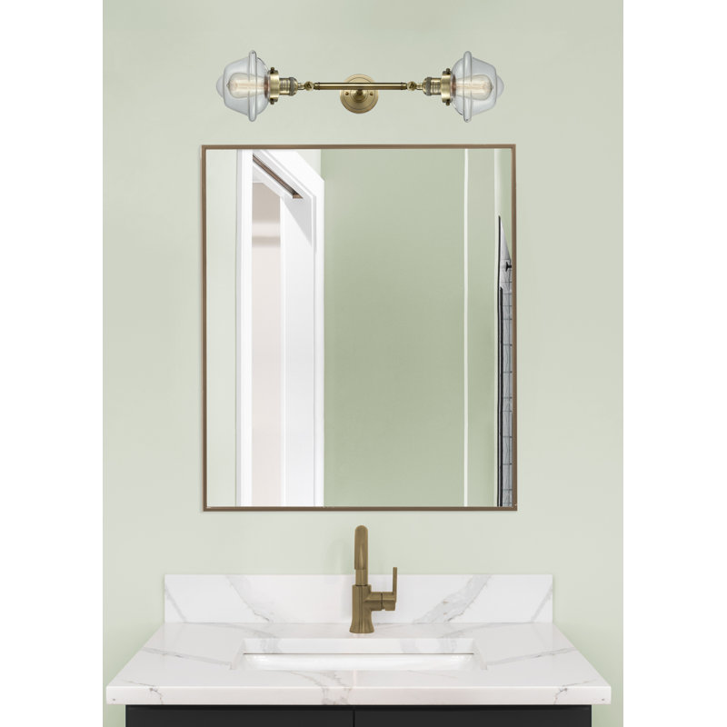 Gebhart 2 - Light Dimmable Vanity Light, Antique Brass, 6 Watt Vinage LED Bulb, Clear