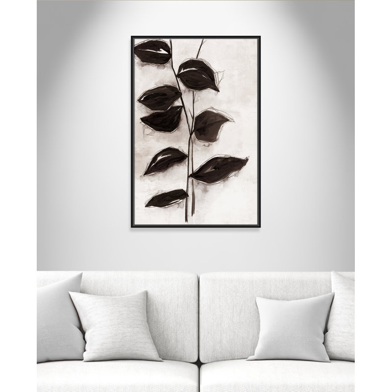 Feuilles I - Toile à cadre flottant, Cadre noir, H 37,5 po x l 25,5 po x P 2 po