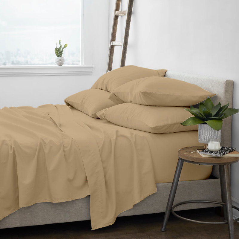 Microfiber Sheet Set, Queen, Khaki