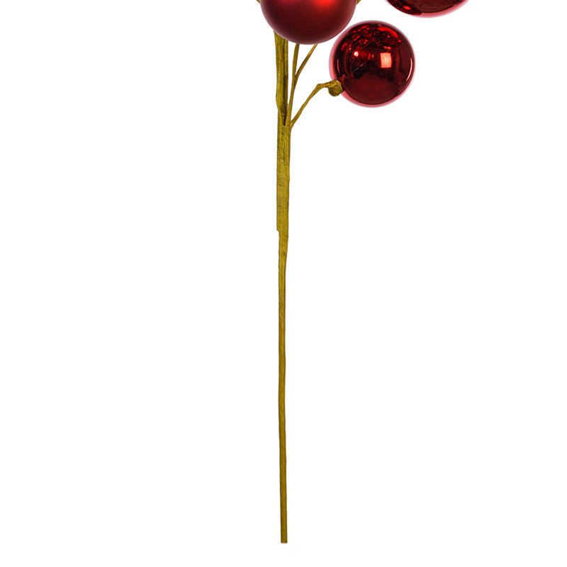  30" Red Ball Ornament Spray., Red