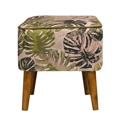 Kontea 40cm Wide Square Floral Footstool Ottoman
