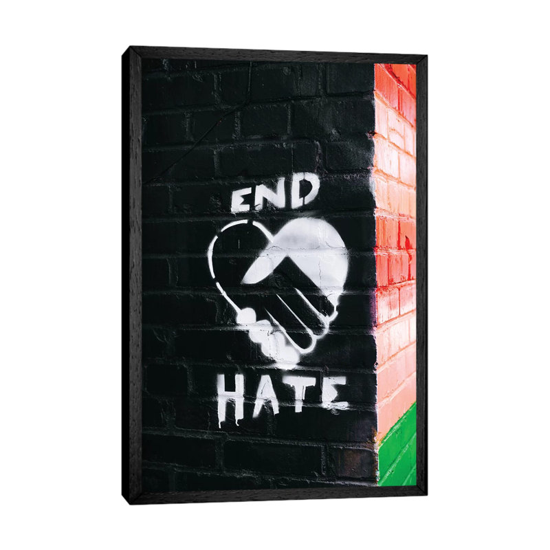 End Hate 1 Piece Wall Art on Canvas, 66.04cm H x 45.72cm W x 3.81cm D, Black Framed