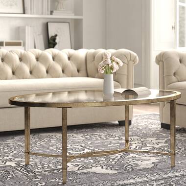 Gold & Glass Oval Coffee Table 