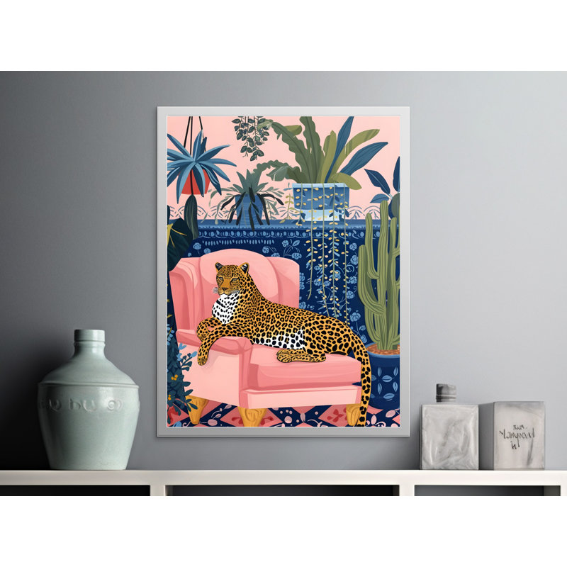 Leopard Wall Art, Botanical Art Print, Jungle Animal Art, Framed Wall Art, Available in Multiple Sizes, Home Decor